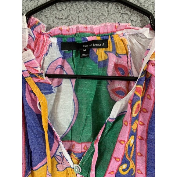 HARVE BENARD MULTICOLOR FLORAL PRINT RUFFLED LIGHTWEIGHT COTTON TOP Medium (M) - Picture 6 of 10